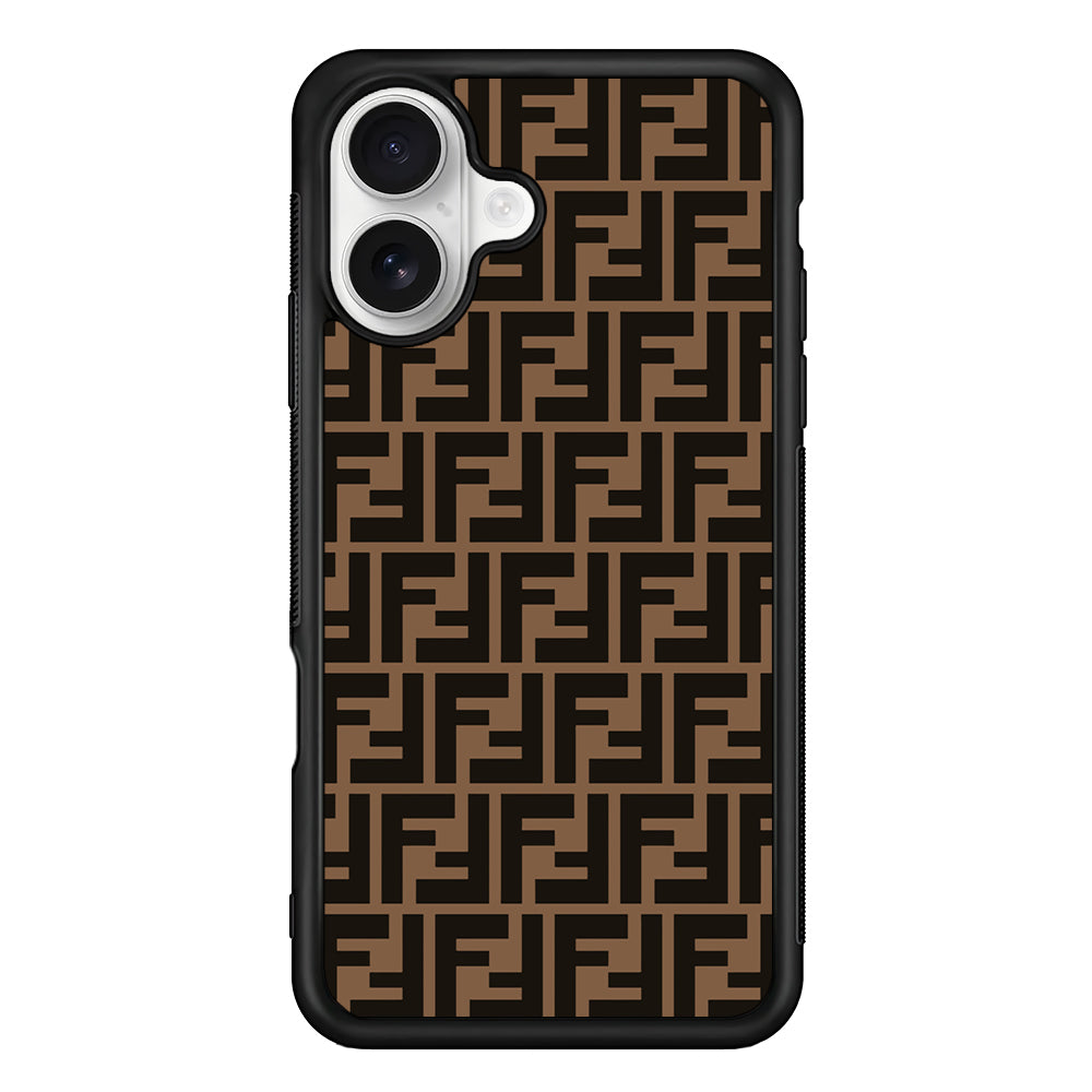 Fendi Brown Form iPhone 16 Plus Case | Slim Rubber Case for iPhone 16 Plus