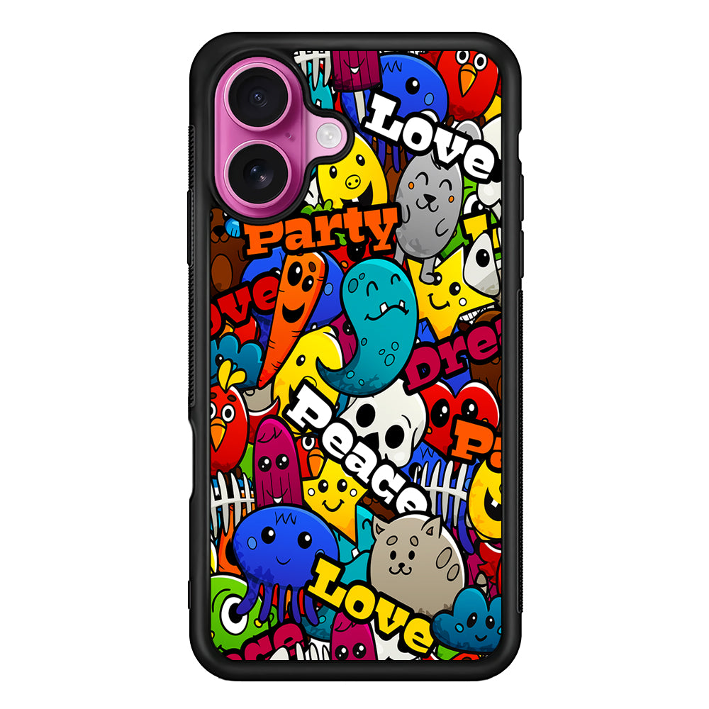 Graffiti Cartoon Abstract Doodle iPhone 17 Case | Slim Protective Rubber Phone Cover