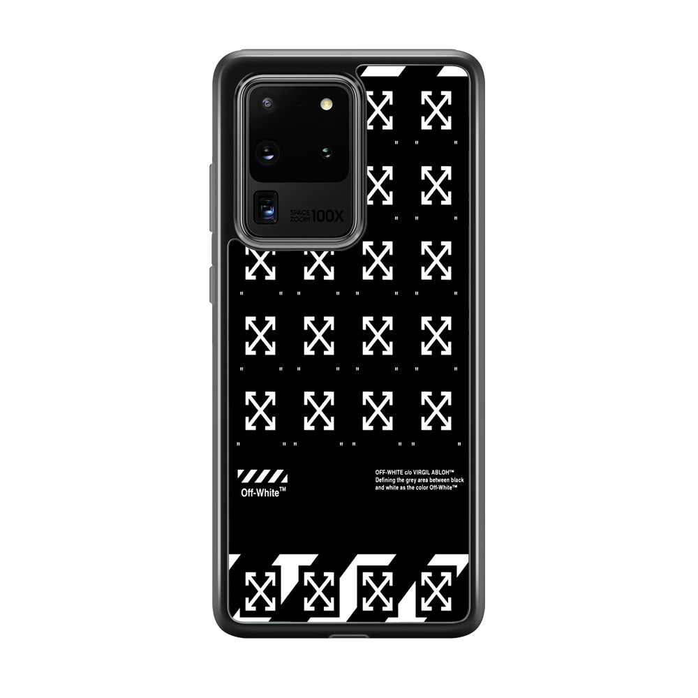 Off White Logo Black Pattern Samsung Galaxy S20 Ultra Case | Slim Rubber Case for Samsung Galaxy S20 Ultra