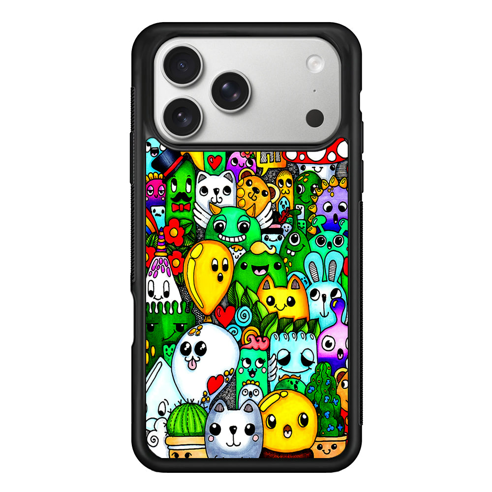 Cute Doodle Art Colorful iPhone 17 Pro Case | Slim Rubber Case for iPhone 17 Pro