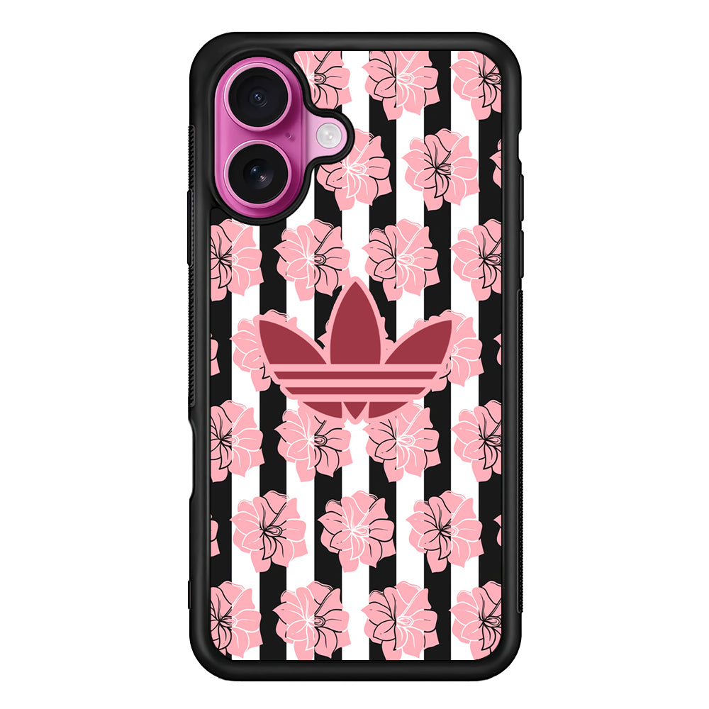 Adidas Pink Flowers iPhone 17 Case - Slim Rubber Case for iPhone 17