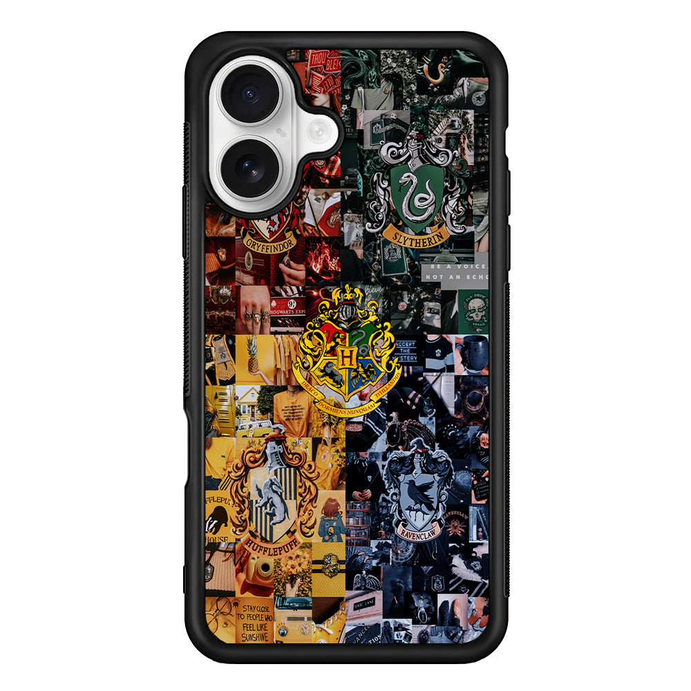 Harry Potter Hogwarts Houses iPhone 16 Plus Case | Durable Protective Rubber Cover