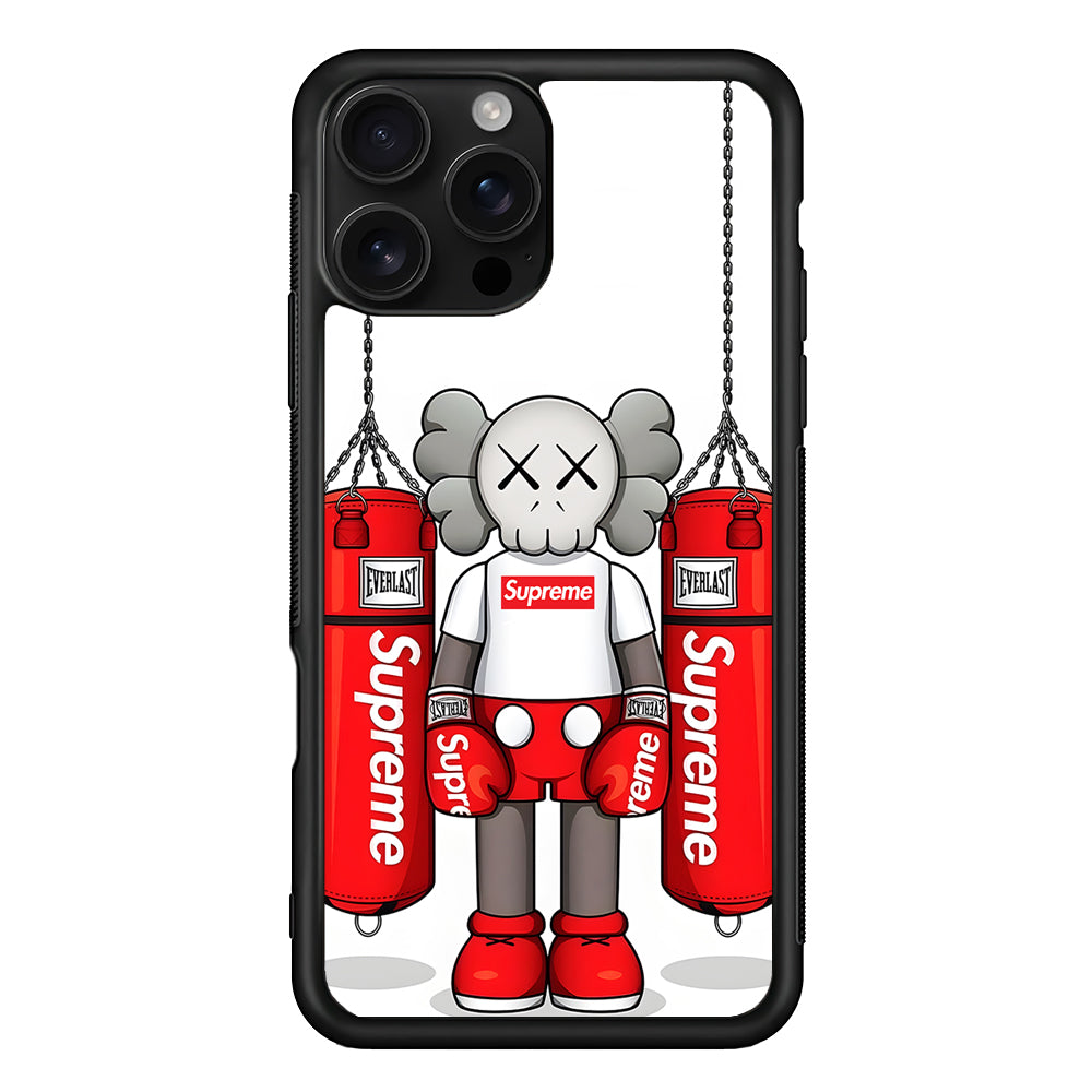 Kaws X Supreme Boxing Hypebeast iPhone 16 Pro Case | Slim Rubber Case for iPhone 16 Pro