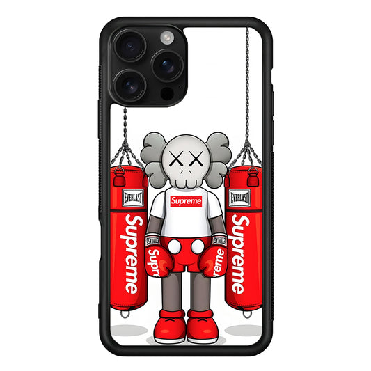 Kaws X Supreme Boxing Hypebeast iPhone 16 Pro Case | Slim Rubber Case for iPhone 16 Pro