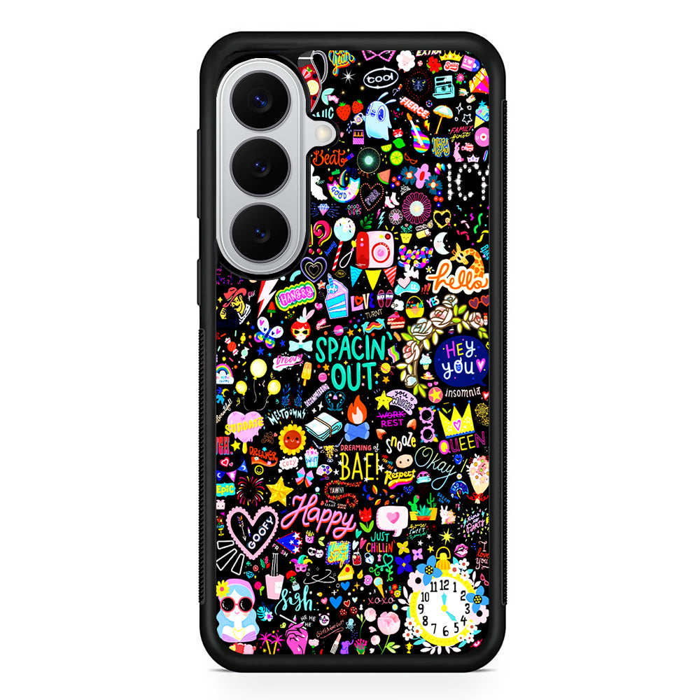 Girly Mixed Doodle Samsung Galaxy S26 Case | Protective Rubber Cover