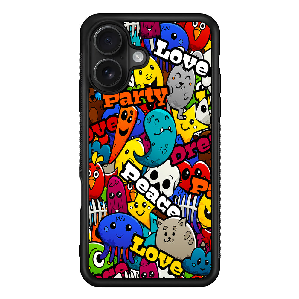 Graffiti Cartoon Abstract Doodle iPhone 16 Case - Oxvistore