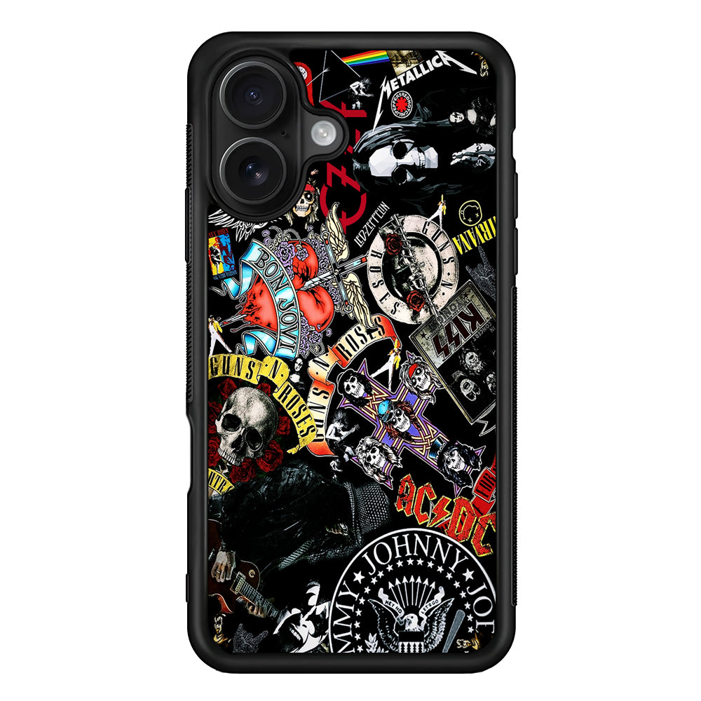 Rock Bands Logo Collage iPhone 16 Case - Oxvistore