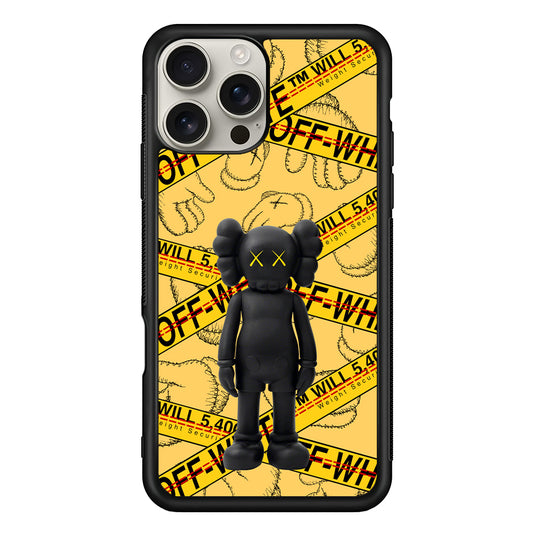 Kaws x Off White Yellow Belt iPhone 16 Pro Max Case | Slim Rubber Case for iPhone 16 Pro Max