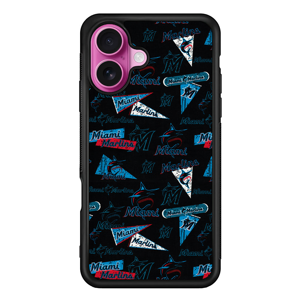 Miami Marlins Pattern iPhone 17 Case | Slim Protective Rubber Phone Cover
