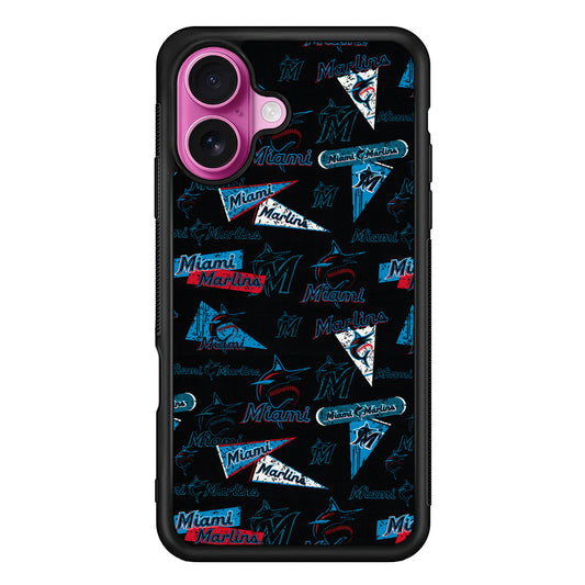 Miami Marlins Pattern iPhone 17 Case | Slim Protective Rubber Phone Cover