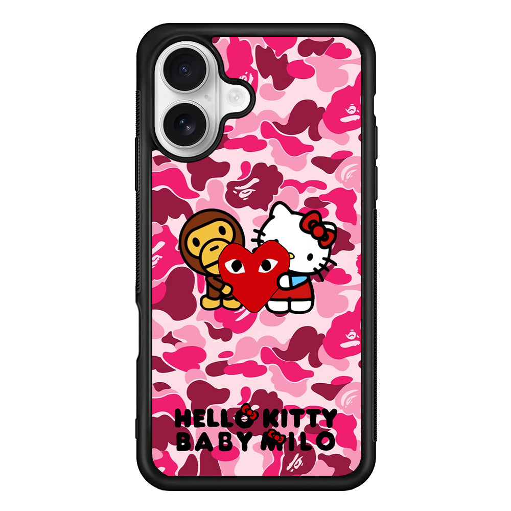 Bape Baby Milo X Hello Kitty iPhone 16 Plus Case | Slim Rubber Case for iPhone 16 Plus