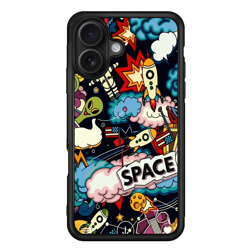Cartoon Space Rockets iPhone 16 Case - Oxvistore