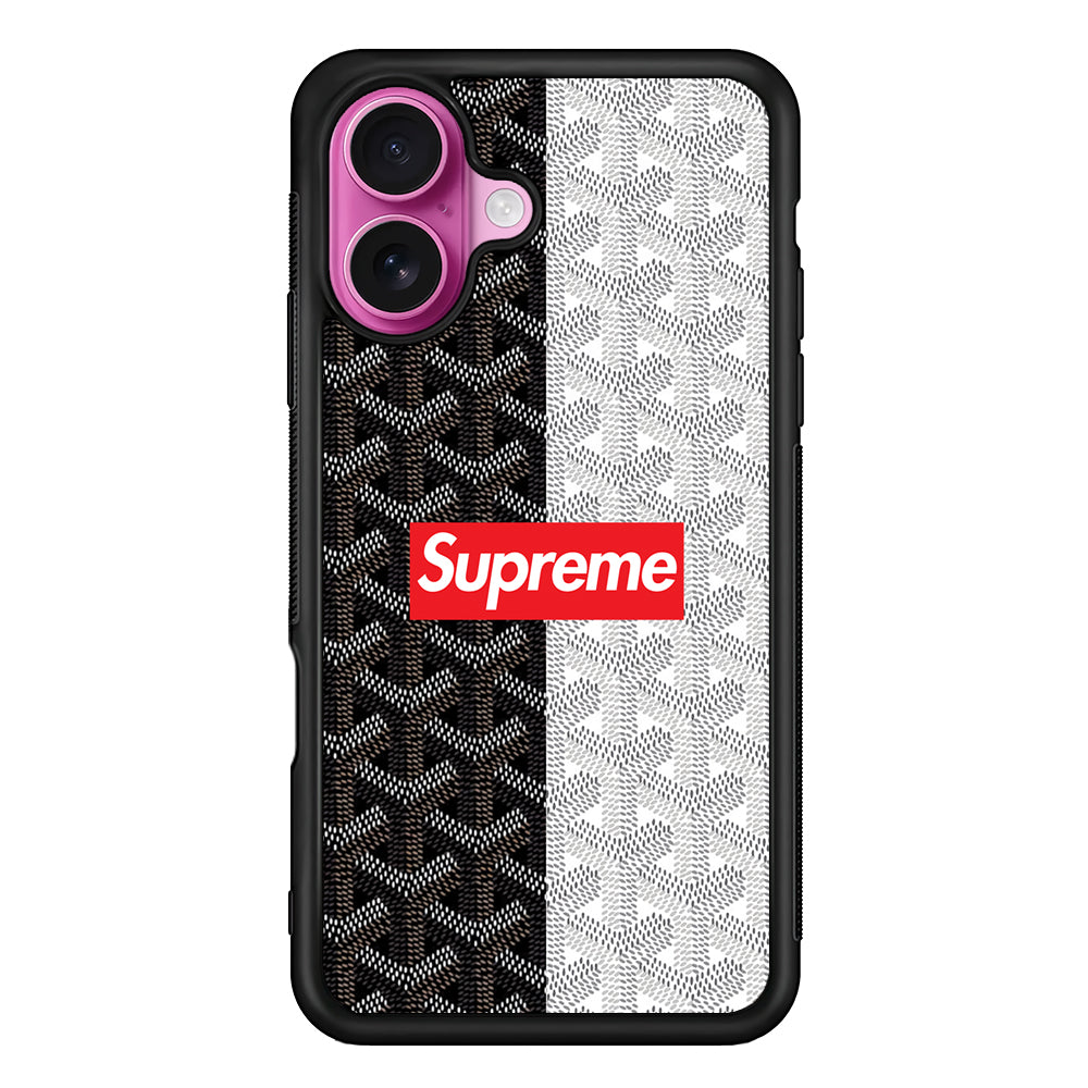 Supreme Black White Pattern iPhone 17 Case | Slim Rubber Case for iPhone 17