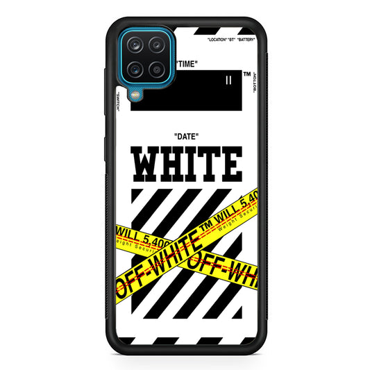 Off White Warning Line Samsung Galaxy A12 Case | Slim Rubber Case for Samsung Galaxy A12