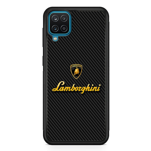 Lamborghini Black Carbon Logo Samsung Galaxy A12 Case | Slim Rubber Case for Samsung Galaxy A12