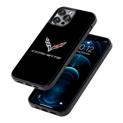 Chevrolet Corvette Logo Black 2D Rubber Phone Case | Durable Phone Case