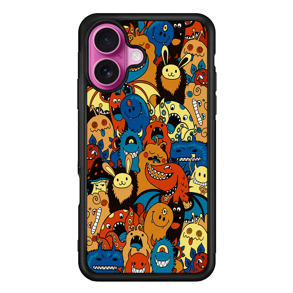 Cute Monsters Doodle Cartoon iPhone 17 Case | Slim Protective Rubber Phone Cover