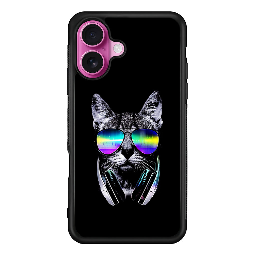 Music Lover Cat DJ iPhone 17 Case | Slim Protective Rubber Phone Cover