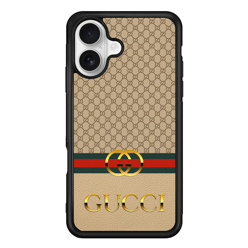 Gucci Gold Clasp iPhone 16 Plus Case | Slim Rubber Case for iPhone 16 Plus