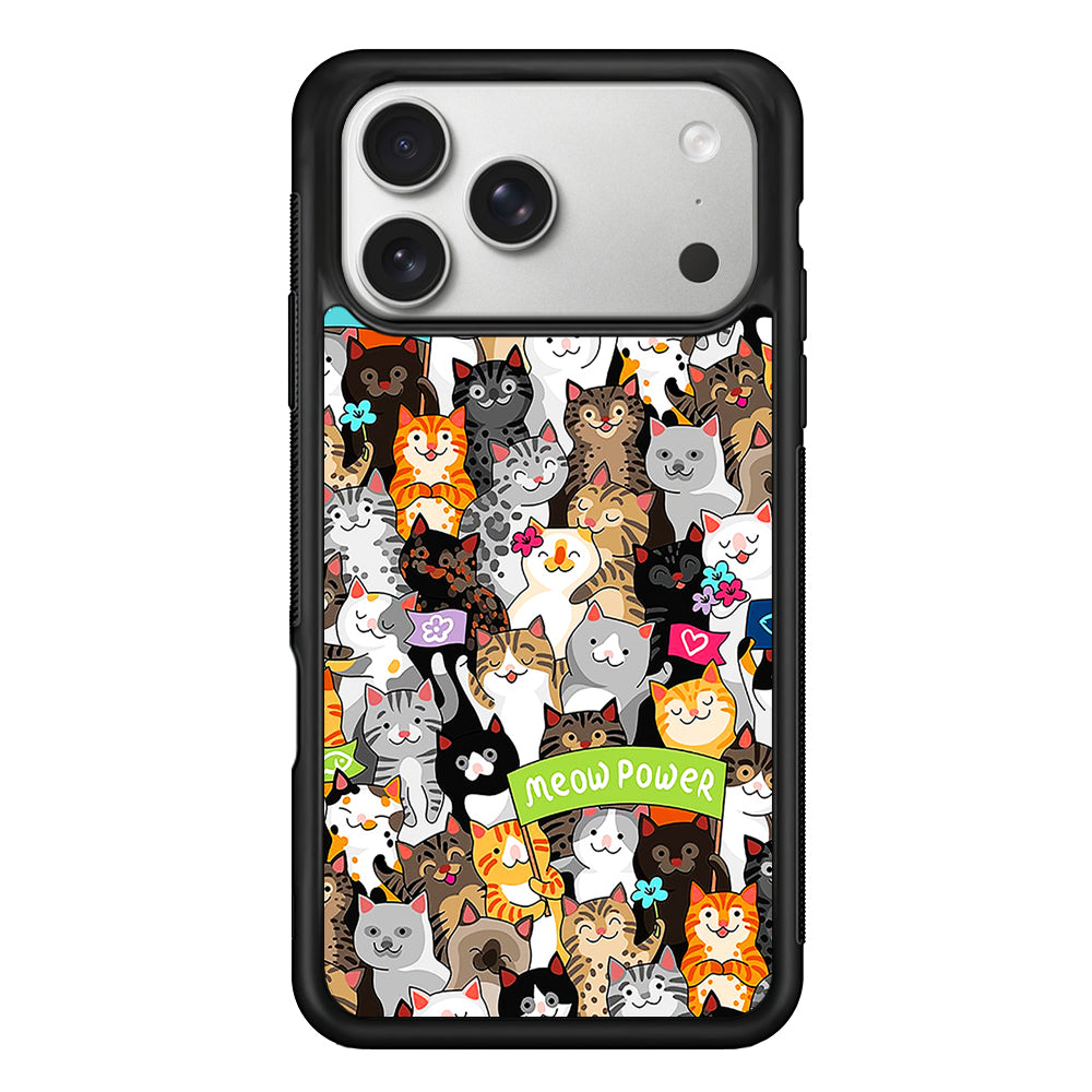 Cute Cats Meow Power iPhone 17 Pro Case | Slim Rubber Case for iPhone 17 Pro