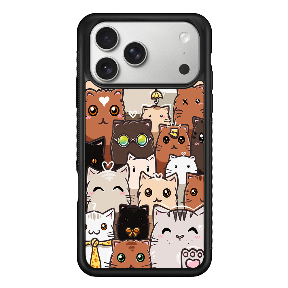 Cute Cat Pattern Kawaii iPhone 17 Pro Case | Slim Rubber Case for iPhone 17 Pro