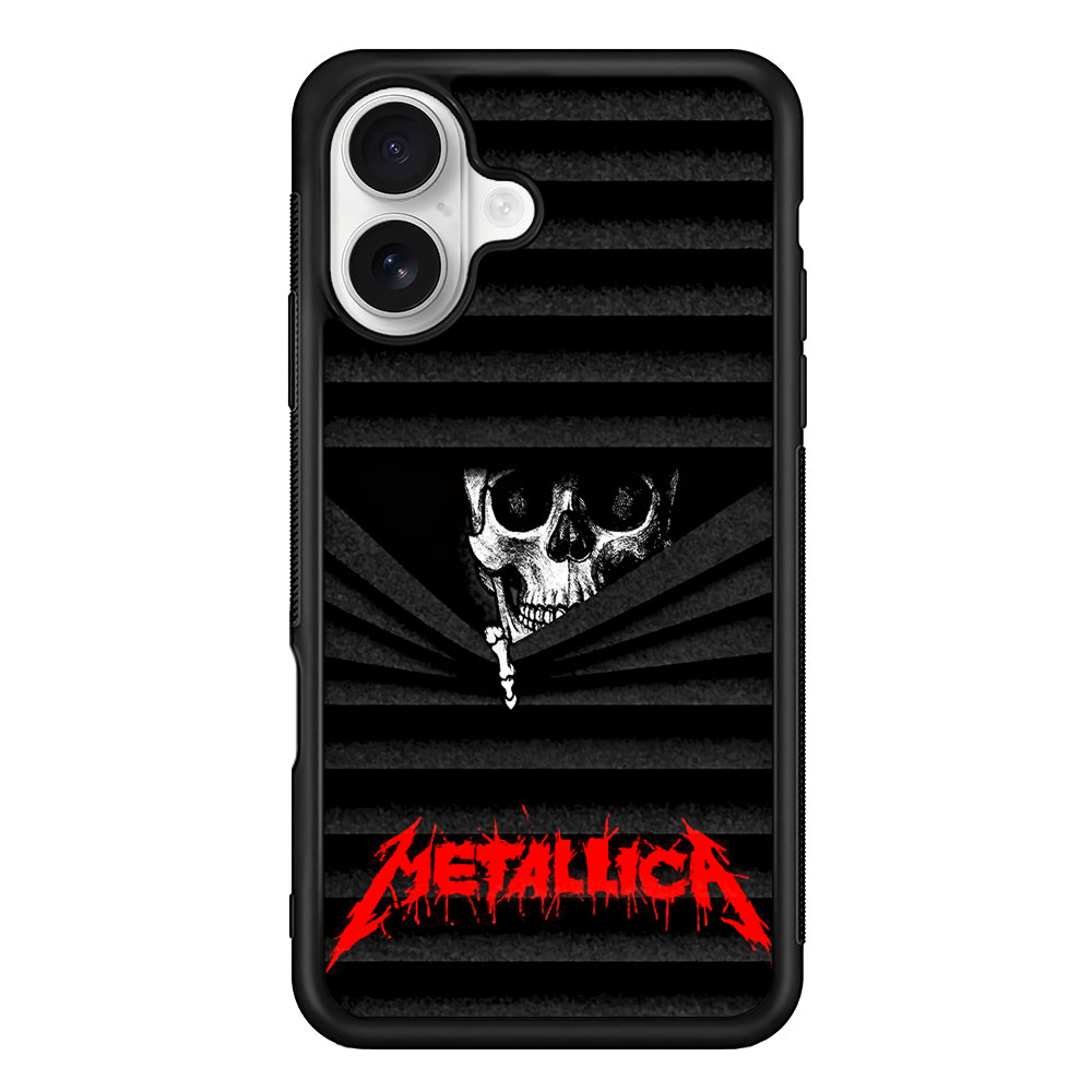 Metallica Art Skull Face iPhone 16 Plus Case | Durable Protective Rubber Cover