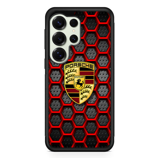 Porsche Red Hexagon Samsung Galaxy S25 Ultra Case | Durable Rubber Case for Samsung Galaxy S25 Ultra