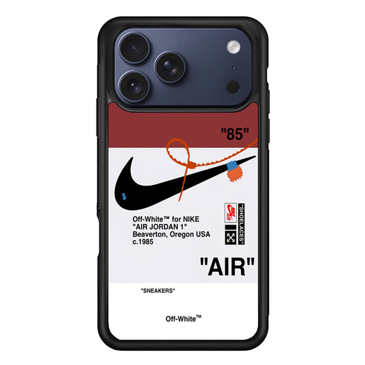 Off White x Nike Air Jordan Red iPhone 17 Pro Max Case | Slim Rubber Case for iPhone 17 Pro Max