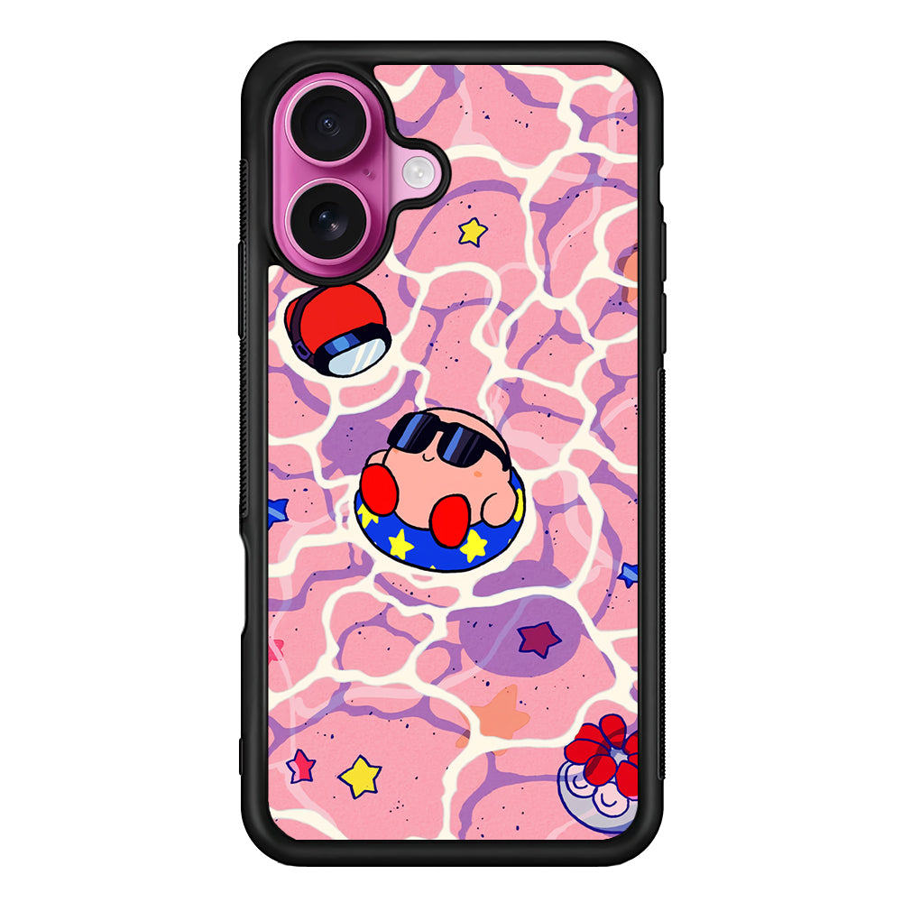 Kirby is Sunbathing on The Beach iPhone 17 Case | Slim Protective Rubber Phone Cover