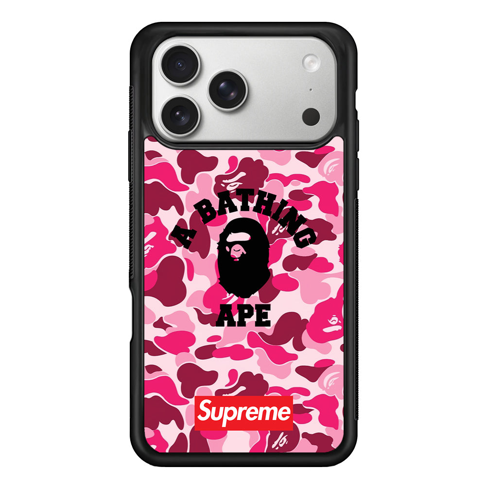 A Bathing Ape Supreme Bape Camo iPhone 17 Pro Case | Slim Rubber Case for iPhone 17 Pro