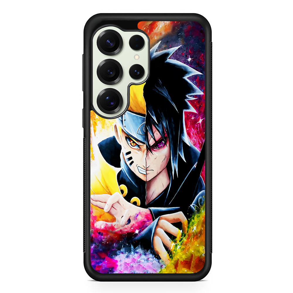 Naruto VS Sasuke Painting Art Samsung Galaxy S25 Ultra Case | Durable Rubber Case for Samsung Galaxy S25 Ultra