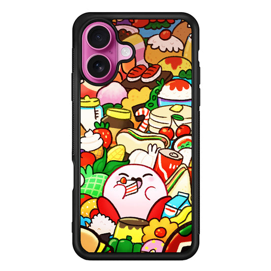 Kirby and a Stack of Food iPhone 17 Case | Slim Protective Rubber Phone Cover