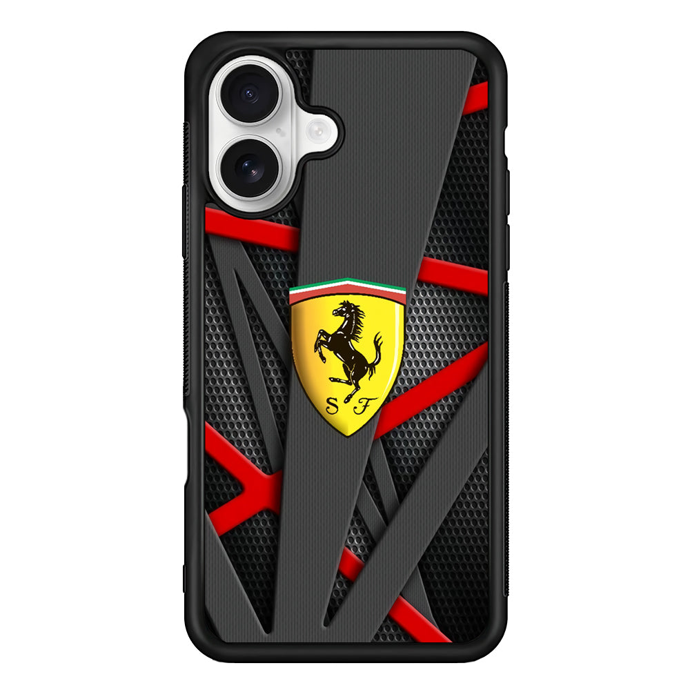 Ferrari Bold Red and Black iPhone 16 Plus Case – Slim Fit Protective Phone Case