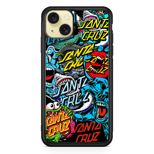 Santa Cruz Skateboard logo iPhone 15 Plus Case | Slim Rubber Case for iPhone 15 Plus