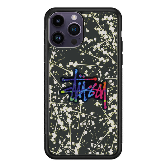 Stussy Splash Grey iPhone 14 Pro Max Case | Slim Rubber Case for iPhone 14 Pro Max