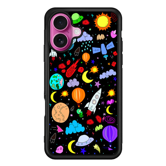 Cartoon Space Pattern iPhone 17 Case | Slim Protective Rubber Phone Cover