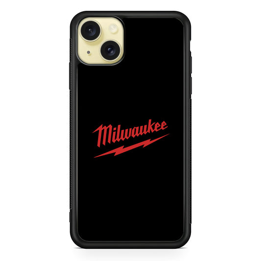 Milwaukee Tool Black Background iPhone 15 Plus Case | Slim Rubber Case for iPhone 15 Plus
