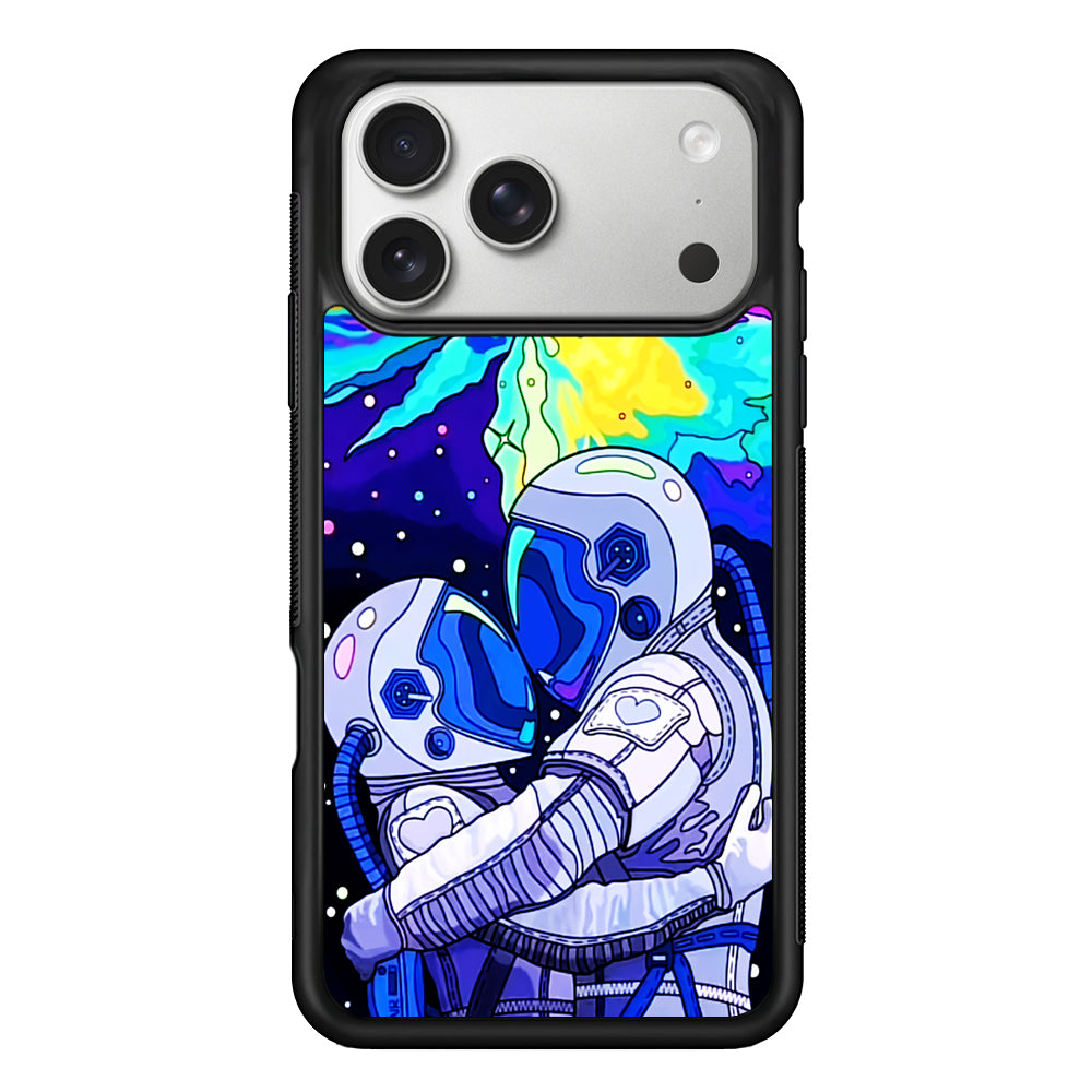 Astronaut Couple in Space iPhone 17 Pro Case | Slim Rubber Case for iPhone 17 Pro