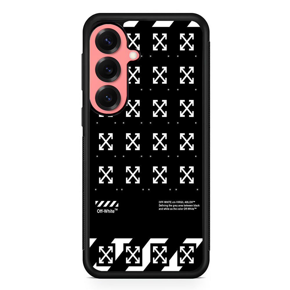 Off White Logo Black Pattern Samsung Galaxy S25 Case | Slim Rubber Case for Samsung Galaxy S25