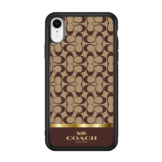 Coach Brown Gold Line iPhone XR Case | Slim Rubber Case for iPhone XR