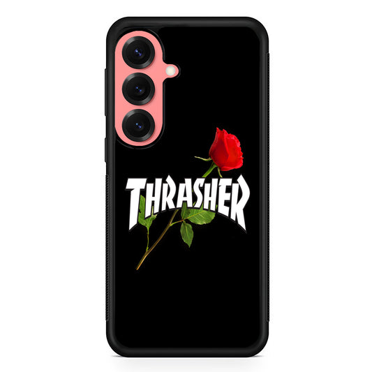 Thrasher Black Rose Flower Samsung Galaxy S25 Case | Slim Rubber Case for Samsung Galaxy S25