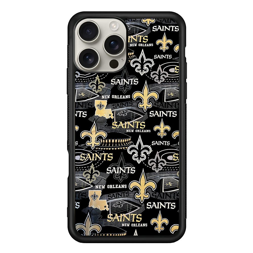 New Orleans Saints Pattern iPhone 16 Pro Max Case | Stylish Protective Case for iPhone 16 Pro Max