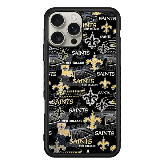 New Orleans Saints Pattern iPhone 16 Pro Max Case | Stylish Protective Case for iPhone 16 Pro Max