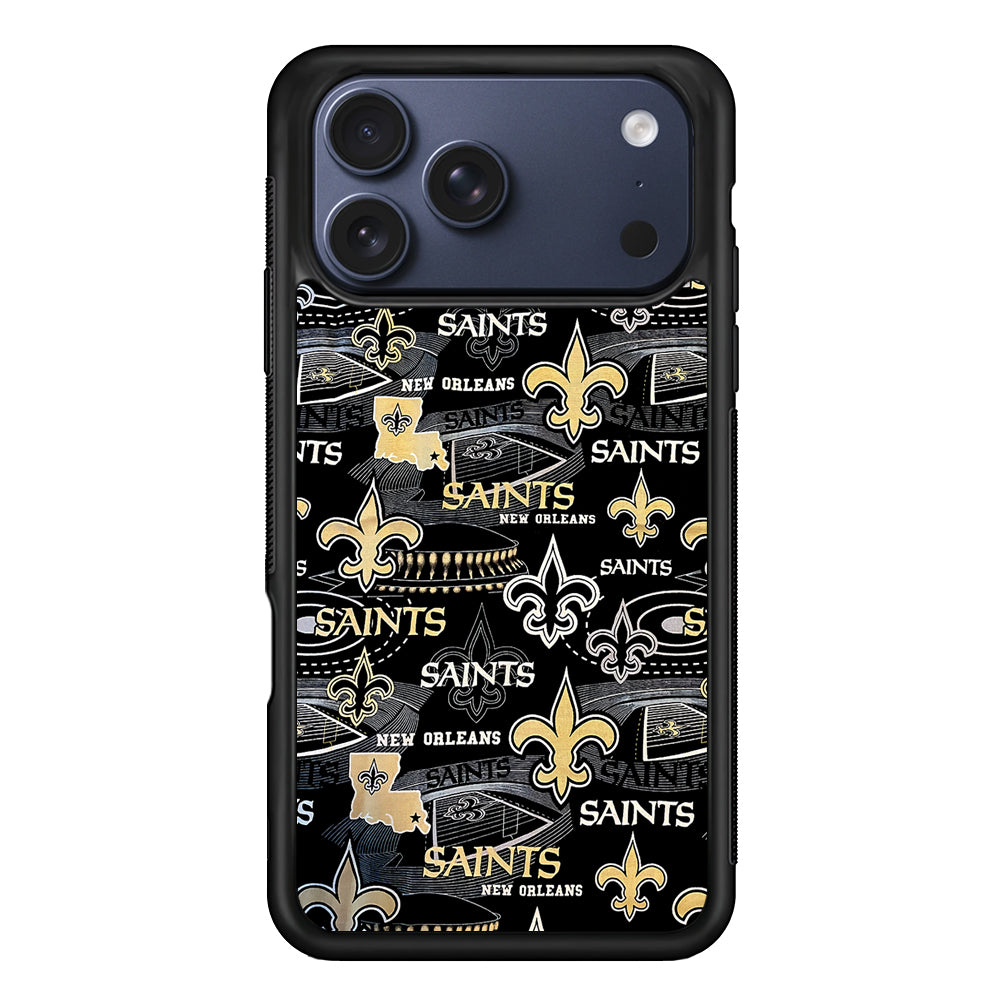 New Orleans Saints Pattern iPhone 17 Pro Max Case | Slim Protective Cover for iPhone 17 Pro Max