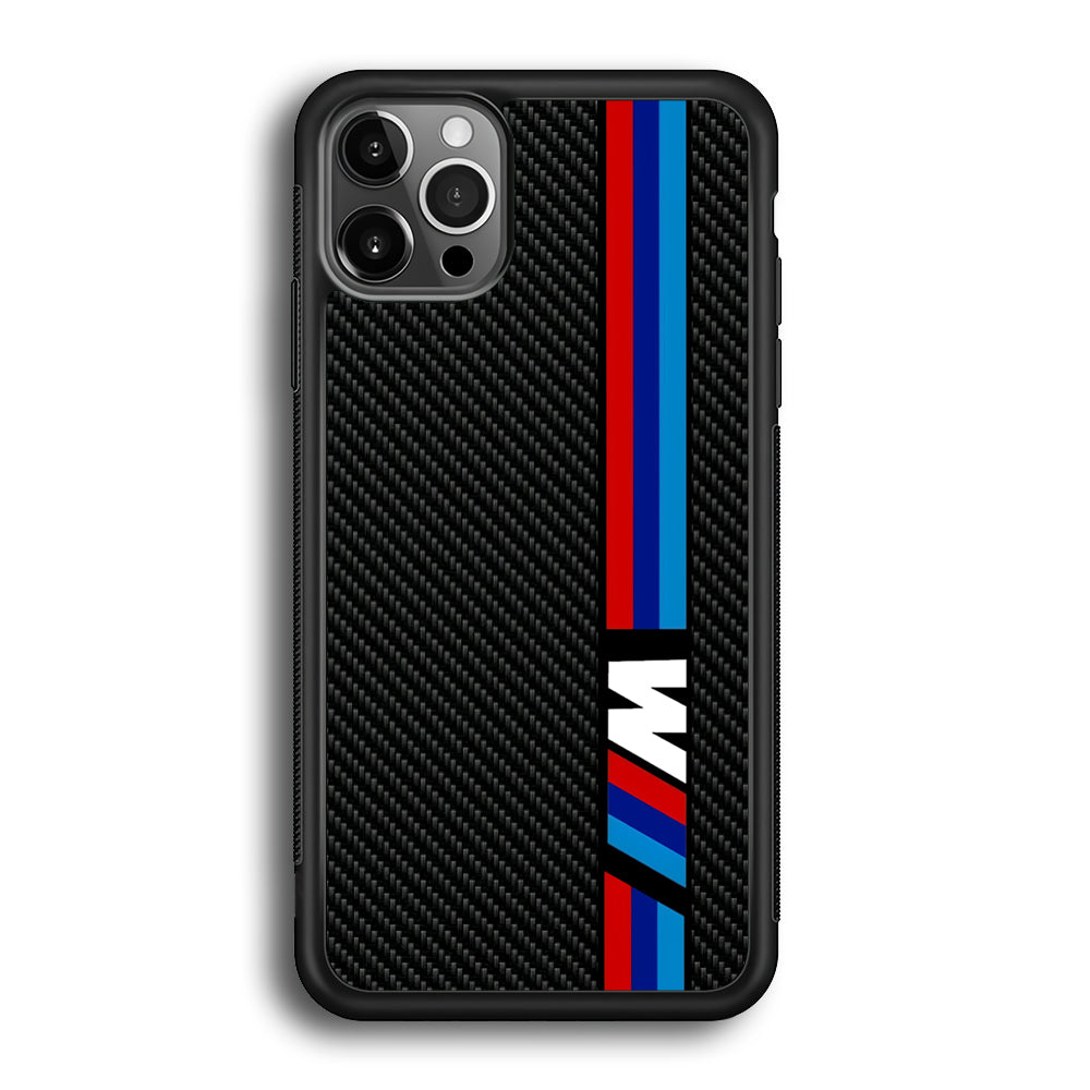 BMW M Carbon Tricolor Stripes iPhone 12 Pro Max Case | Slim Rubber Case for iPhone 12 Pro Max