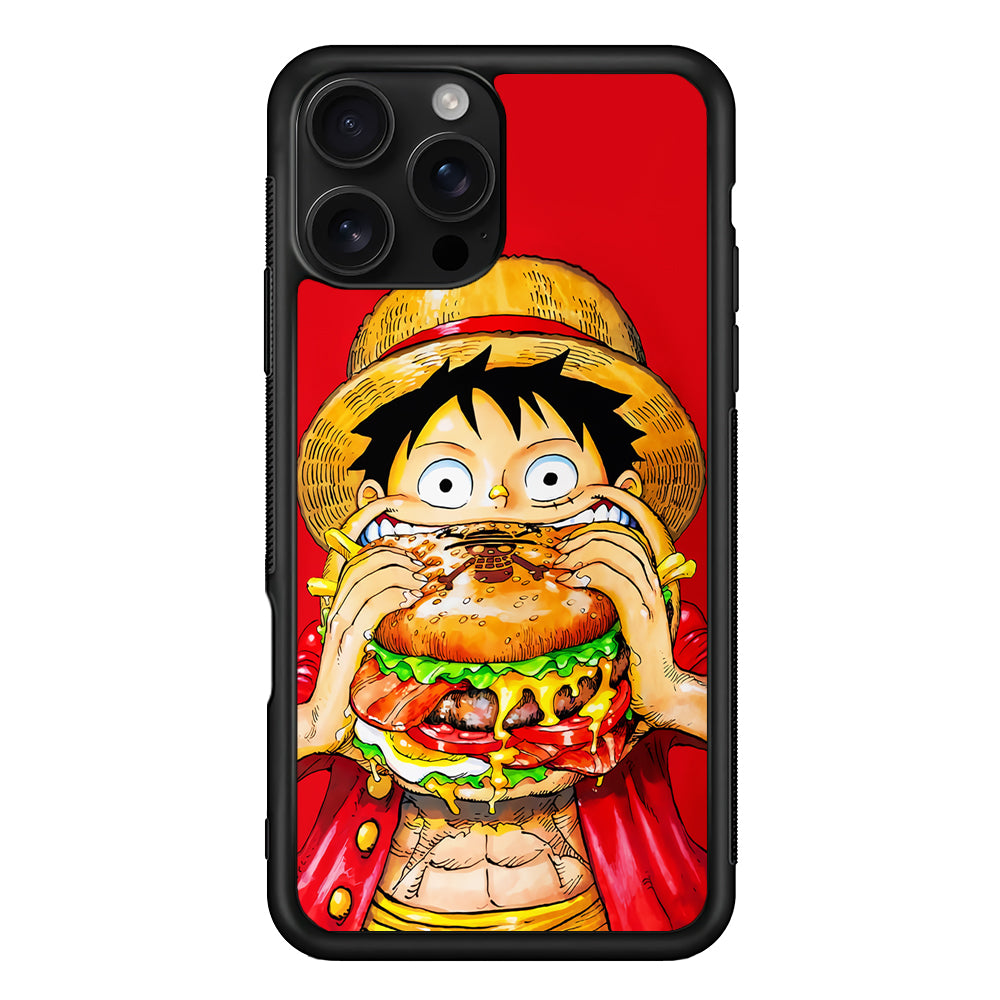 Monkey D Luffy Eating a Burger iPhone 16 Pro Case | Durable Protective Case for iPhone 16 Pro