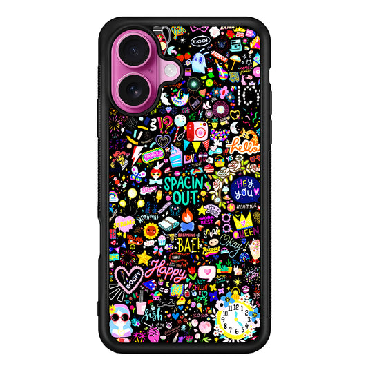 Girly Mixed Doodle iPhone 17 Case | Slim Protective Rubber Phone Cover