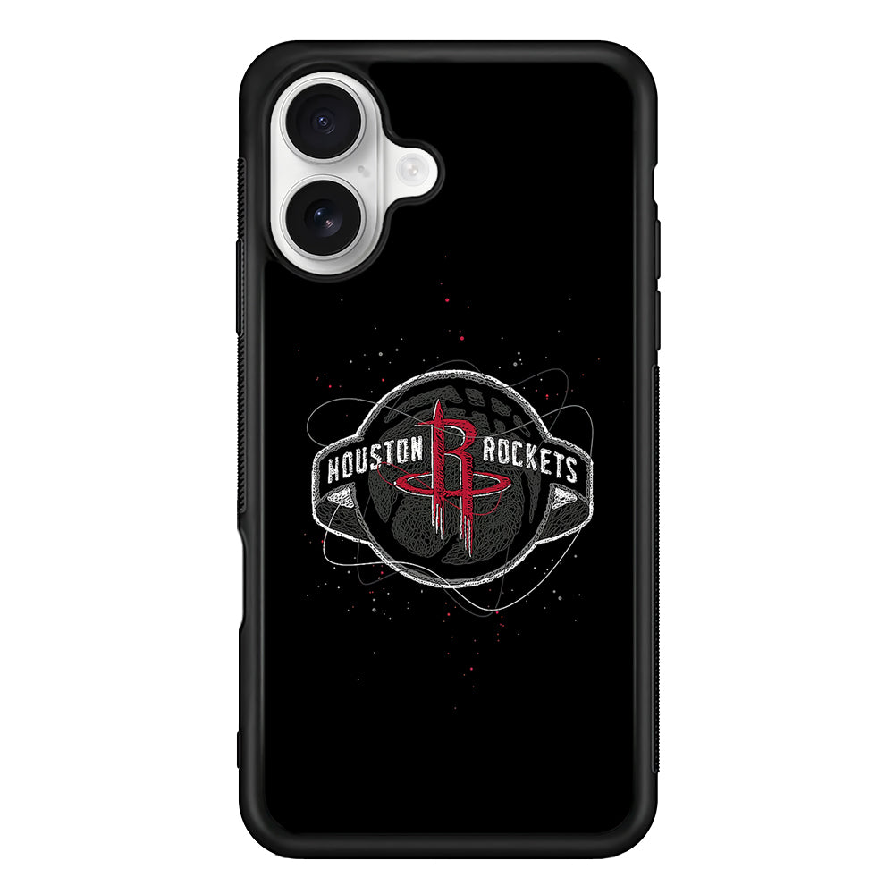 Houston Rockets Abstract iPhone 16 Plus Case | Durable Protective Rubber Cover