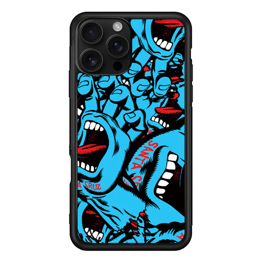 Santa Cruz Skateboard Pattern iPhone 16 Pro Case | Slim Rubber Case for iPhone 16 Pro