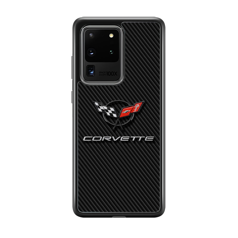Chevrolet Corvette Logo Carbon Samsung Galaxy S20 Ultra Case | Slim Rubber Case for Samsung Galaxy S20 Ultra